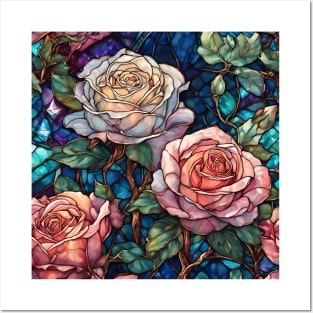 Stained Glass Roses Posters and Art